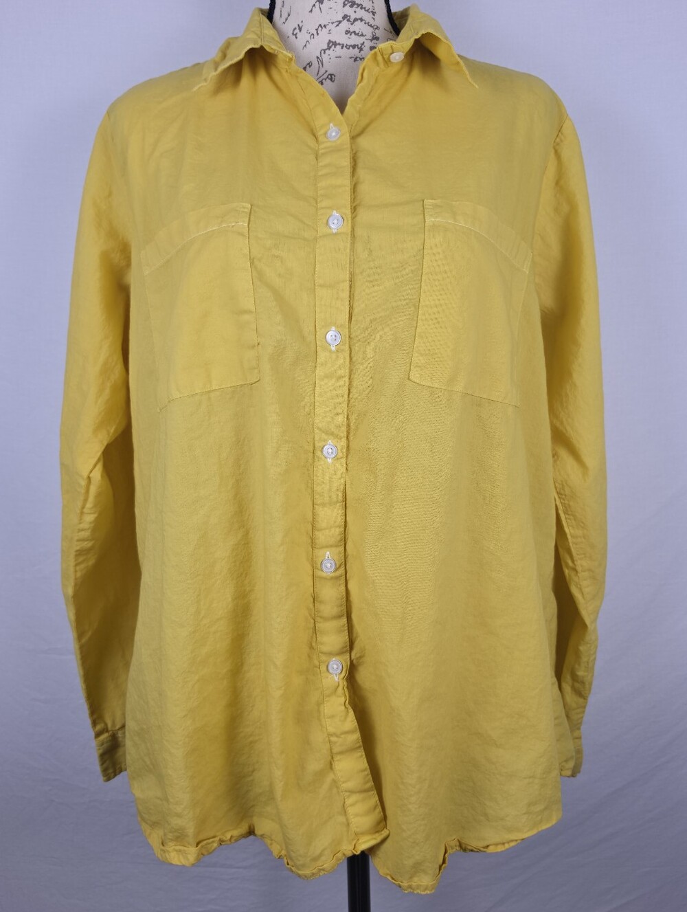 The Nu Vintage Yellow Cotton Button Down Roll Tab Sleeve Utility Shirt